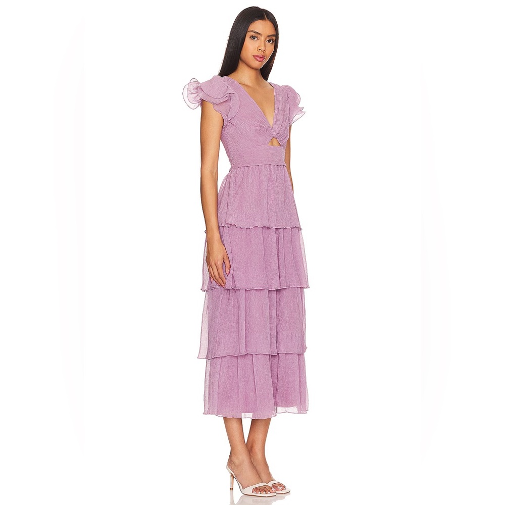 ASTR Emporia Purple Pleated Tiered Midi Dress Size Small NWT - Picture 3 of 10